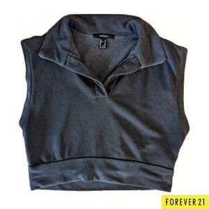 Forever 21 Charcoal Gray Cropped Short Sleeve Sweatshirt (XS)